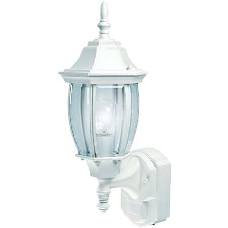 Heath-Zenith White Incandescent Dusk-To-Dawn/Motion Activated Outdoor Wall Light Fixture HZ-4192-WH